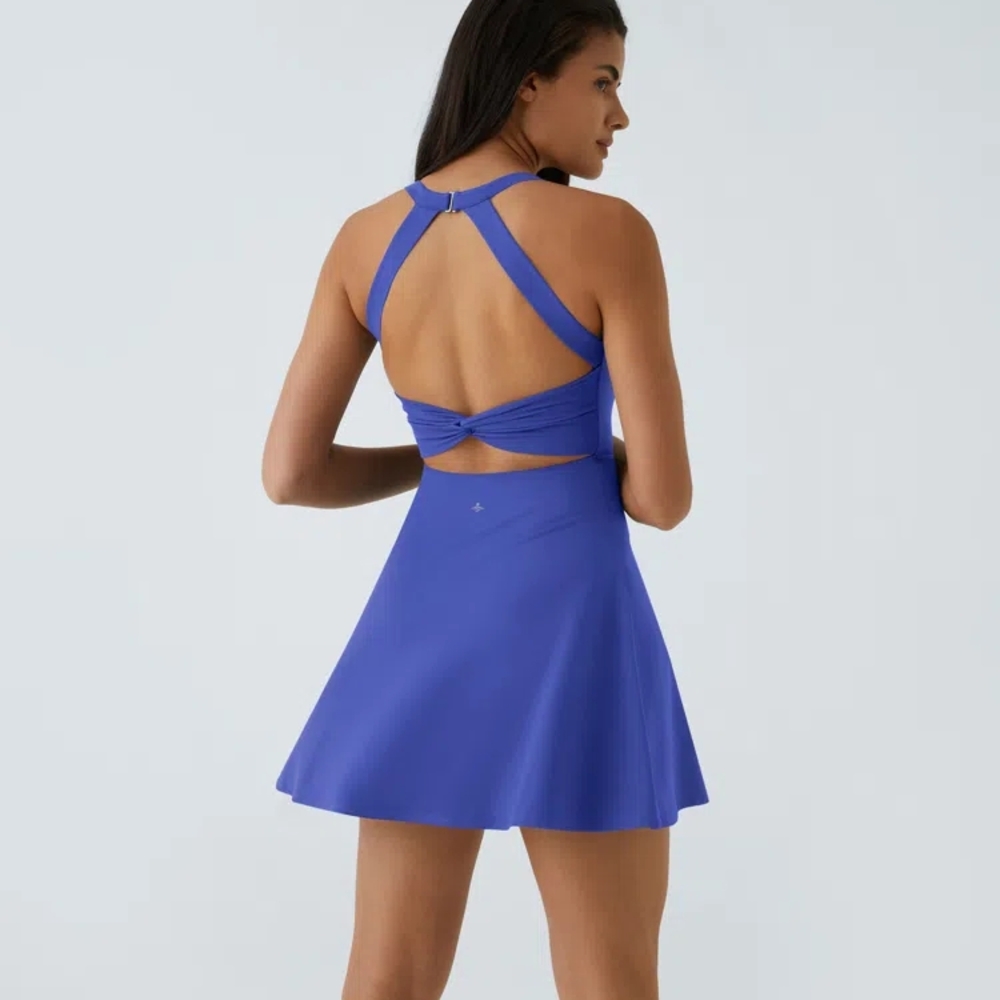 HALARA Backless Blue Dress
